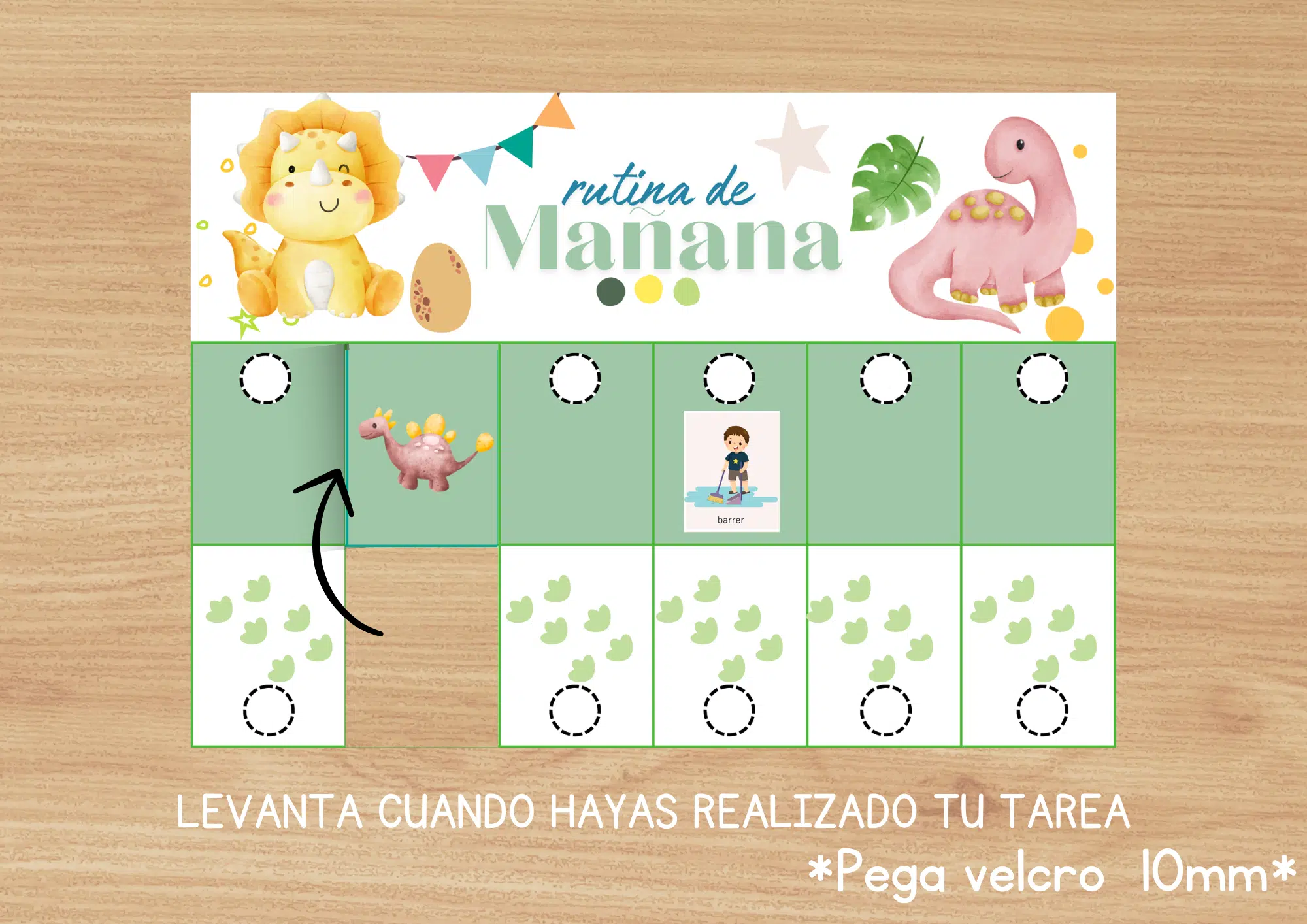 Tablero de Rutinas Infantiles Dinosaurio | Imprimible Montessori