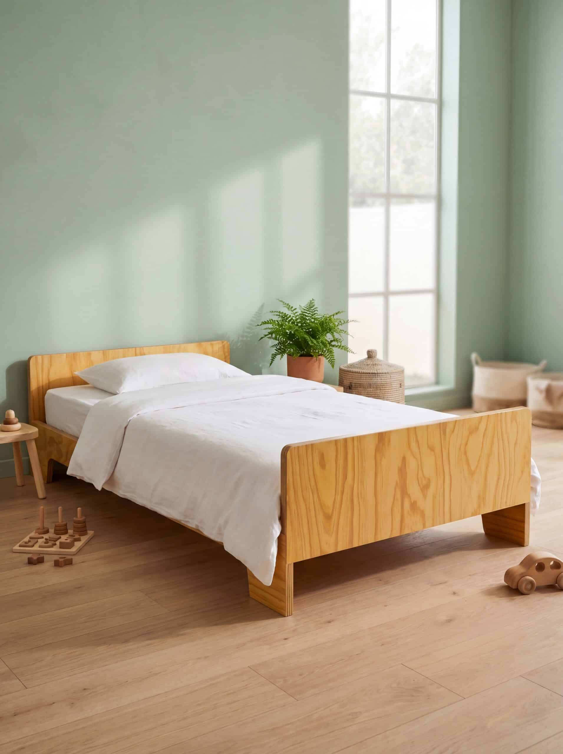 Cama Montessori Monchy, en una sala Montessori infantil organizada para juego autonomo.