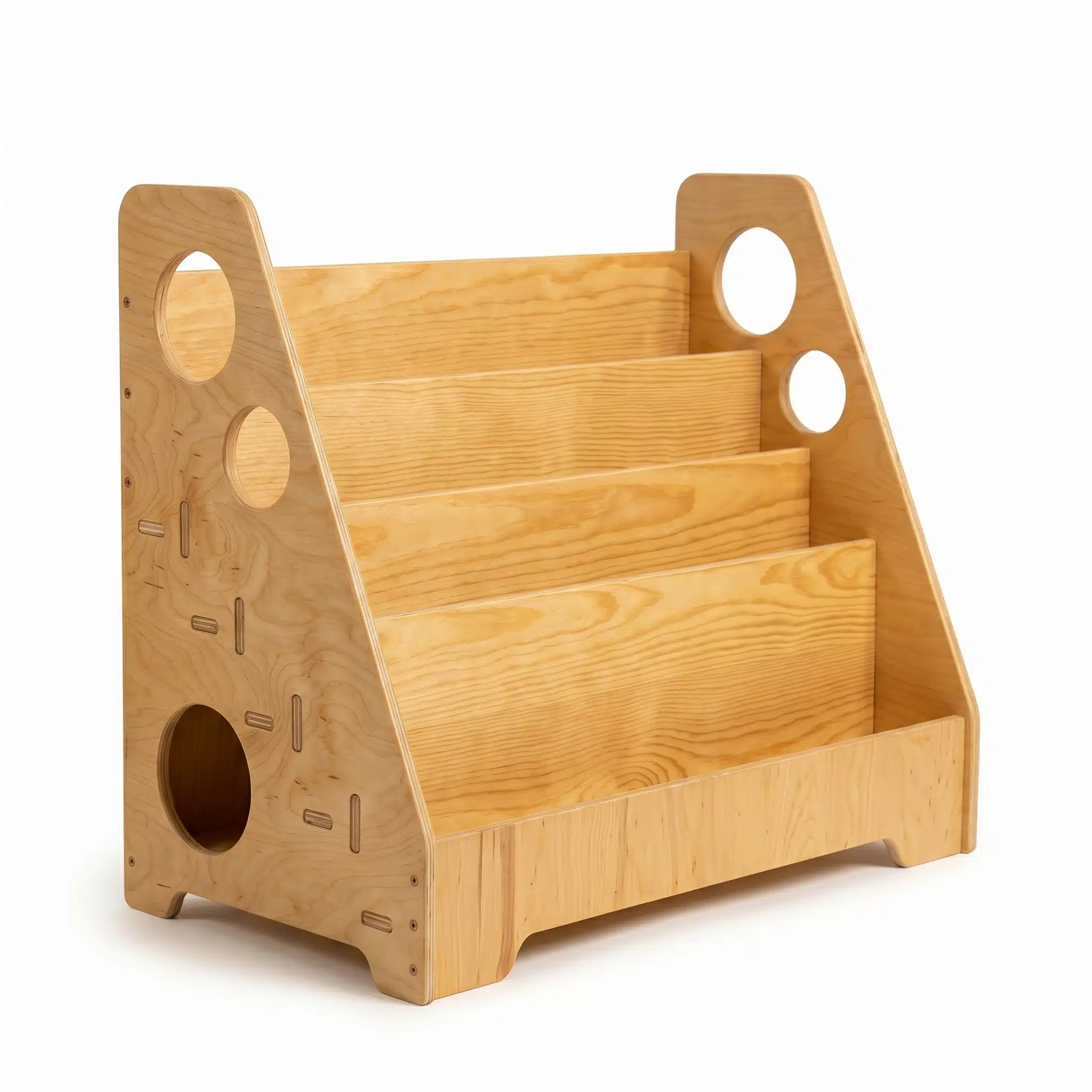 Librero Montessori 5 Pisos en Madera Monchy, vista principal en fondo blanco para tienda online.
